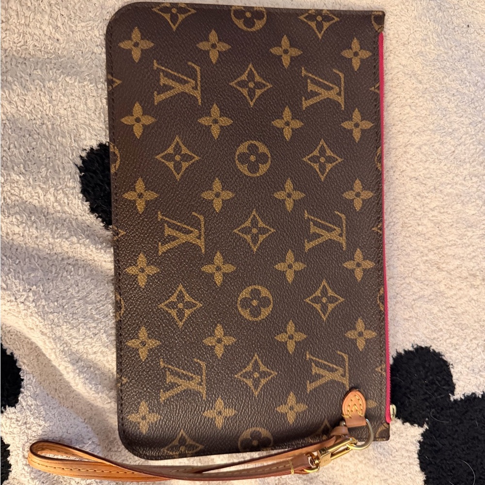 Louis Vuitton Monogram Canvas Wristlet with Pink Edge